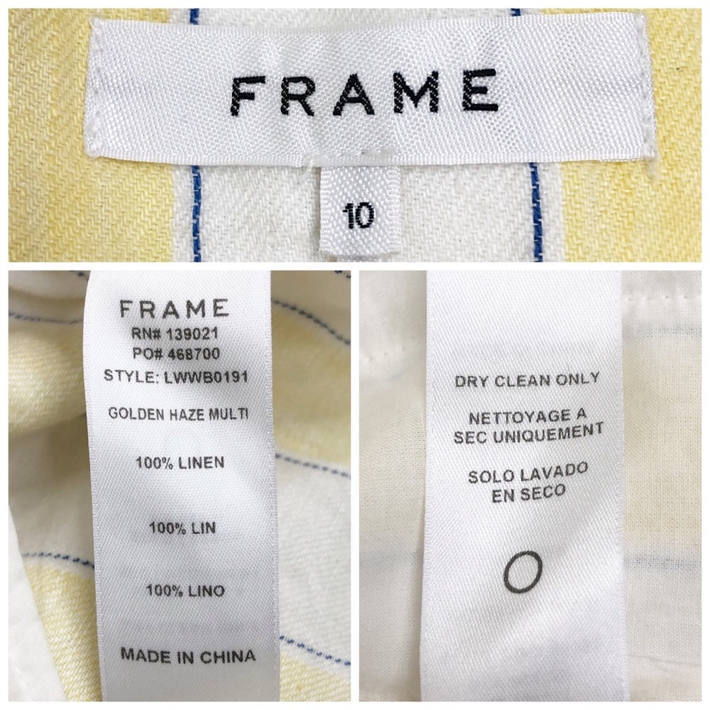 SOLD Frame Linen High Waisted Striped Belted Shorts - Picture 6 of 7